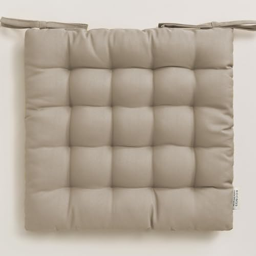 ROOM99 Aura Stuhlkisse 40 x 40 cm Sitzkisse Sitzpolster mit bändern Zierkissen Stuhl Boden Bodenkissen Kissen Outdoor Indoor Wohnzimmer Beige,1 Stück