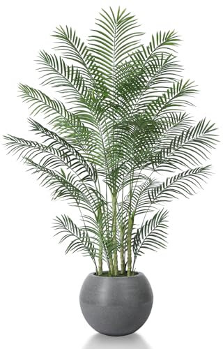 Fopamtri Artificial Areca Palm Tree 210 cm Fake Plants, Large Fake Tropical Palm Plants with Large Planter Artificial Plants Indoor UV Resistant for Outdoor Home Office Garden Decorations (1 Pack)
