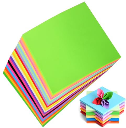 Lot de 300 feuilles de papier pliable carré double face 15 x 15 cm pour enfants, 20 couleurs de papier de bricolage coloré, papier origami pour enfants, école, art, projets d'artisanat