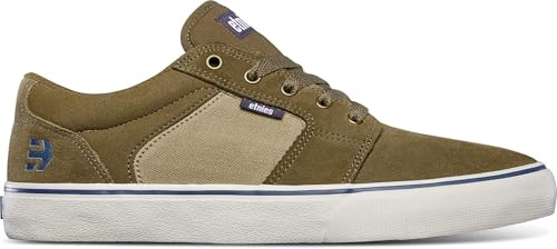 Etnies Barge LS - Look Skate Classic, Silueta vulcanizada Delgada, cuello robusto reforzado, vulcanización reforzada, ajuste amortiguado, zapatillas diarias 2025, Marrón Tan Blue, 45 EU