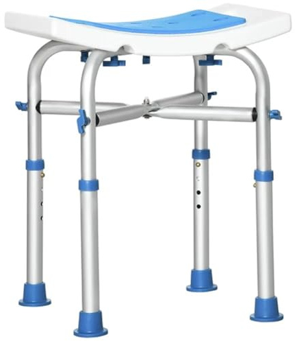 Bakaji Sgabello Bagno in Alluminio Altezza Regolabile Sedile Doccia Sedia Vasca Ausilio per Anziani, Piedini in gomma Antiscivolo, portata fino a 150 Kg, (Rettangolare 42.5 x 27 x 44-51.5)
