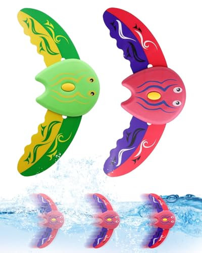 TPZORJX 2 Pcs Juguete Submarino Pez Diablo, Planeador para Natación, Piscina con Agua para Niños - Rojo y Verde