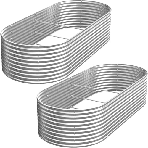 GROVELEAF 2 Pack Tall 6x3FT Corrugated Galvanized Steel Raised Garden Bed Outdoor, Metal Above Ground Garden Bed for Vegetables and Flowers, Raised Beds for Gardening-Oval