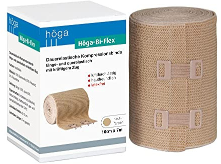 Höga Bi-Flex Sportbinde,dauerelastische Kompressionsbinde längs- und quer elastisch - 10 cm x 7 m gedehnt | 1er pack