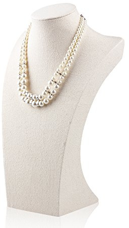 Oirlv Linen Necklace Display Bust 3D Necklace Organizer Jewelry Display Holder (H-13.38inches)