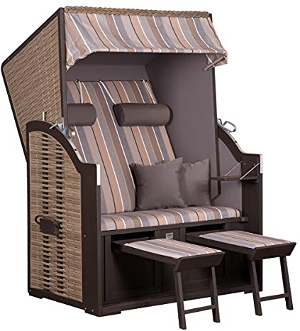 LaNatura Strandkorb Madrid Hartholz 120x80 cm