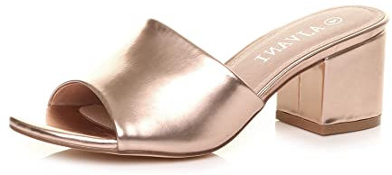 AJVANI low mid block heel casual party evening mules sandals size 4 37