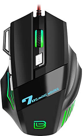 YIWENG G5 Mouse da gioco cablato Mouse da gioco RGB 7 tasti Mouse ergonomici 4 marce DPI regolabili per PC desktop Computer Nero,Mouse ergonomici