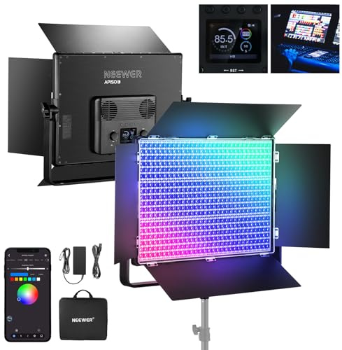 NEEWER Kit Panneau Lumineux Vidéo LED RGB 150W & Coupe Flux, 1800 LED Lentille TIR 42500Lux@0,5m 2500-10000K IRC96+/TLCI97+ Luminosité 0,0%-100%, Contrôle APP/2,4G/ Panneau/DMX pour Studio, AP150C