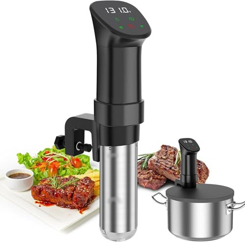 Máquinas Sous Vide, Cocina Sous Vide de 1000 W, Pantalla Táctil Digital con Temperatura y Temporizador Precisos, Dispositivo Circulador de Inmersión de Precisión Inoxidable Ultra Silencioso, Aparatos