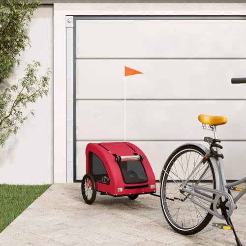 ShGaxin Remolque de Bicicleta para Perros Hierro y Tela Oxford Rojo, Remolque Bici Perro, Remolque Bicicleta De Carga