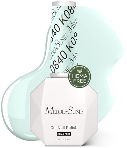 MelodySusie Hema Free Gel Nail Polish, 0.5 Fl Oz Thick Light Mint Green Gel Polish, Non-Toxic, Long Lasting, Soak Off UV Nail Polish, Manicure Nail Design Salon DIY Nail Art at Home K0840