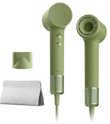 Laifen Mini Sèche-cheveux 200M d'Ions Négatifs Moteur Brushless 110K tr/min Séchage Rapide Contrôle Intelligent de Température Mode Enfant Buse Magnétique Bruit Réduit Léger 299g Maison Voyage (Vert)