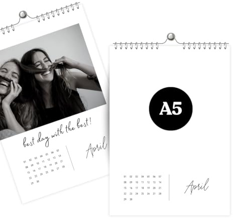 heaven+paper A5 Fotokalender immerwährend jahresunabhängig ohne Jahr zum selbstgestalten Wandkalender im eleganten Design, modern & schick ideal zum verschenken (Simplicity, A5)