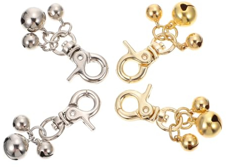 Hemobllo 4 pièces Cloche de Zinc pour Collier de Chat et Chien Pendentifs Décoratifs avec Anneau de Clé et Fort Accessoires Animaux pour Décoration Maison et Clé
