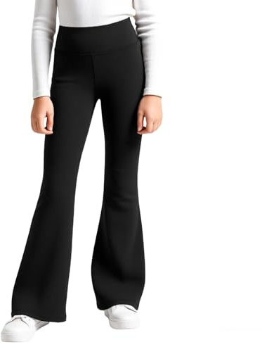 Domueay Flickors utsvängda fleeceleggings, termiska mjuka klockleggings, hög midja elastiska lediga bootcut byxor leggings för barn sport 5–12 år