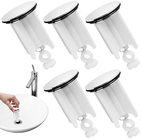 5 tappi per lavandino, 40 mm, in ottone, per lavandino, universale, per tutti i lavandini e bidet