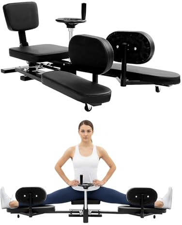 HUOMMGS Écarteur de jambes 0-210 ° - Jusqu'à 100 kg - Extenseur de jambes professionnel avec 166 cm de longueur déployée - Roulettes - Siège souple en polyuréthane - Dossier - Écarteur ergonomique des
