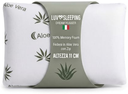 Cuscino Memory Foam Cervicale 72x42x11 cm - Cuscino per Dormire Fresco a Saponetta Anallergico con Federa in Aloe Vera - Guanciale Letto Ortopedico Made in Italy Certificato Oeko-Tex