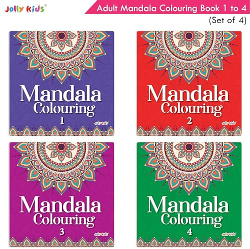 Jolly Kids Mandala Colouring Books Set of 4| Colouring Book for Adults, Teenagers| Stress Relieving Designs| Ages 12+