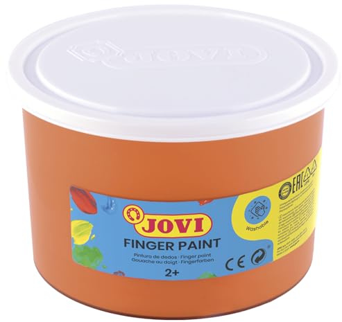 Jovi - Finger Paint, Fingerfärg, 500 ml, Färg Orange, 100% tvättbar, Baserad på naturliga ingredienser, Glutenfri (56106)