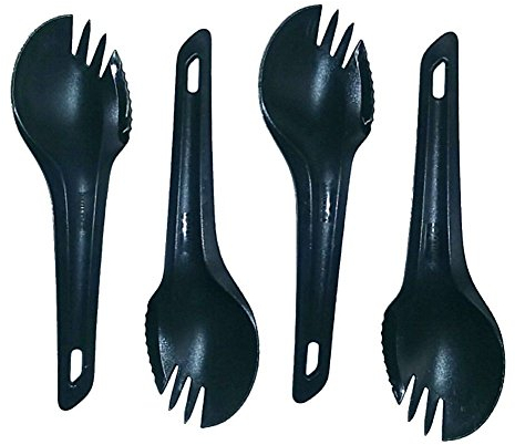 4 St.WILDO® Spork Oliv Campingbesteck Göffel Löffel Outdoor Trekking Ultraleicht
