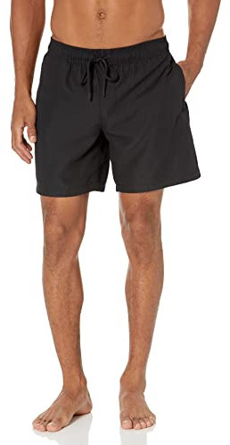 Amazon Essentials Herren 18cm Badehose mit Netzfutter, Taschen und Kordelzugverschluss, Schwarz, XXL