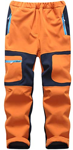 FAIRYRAIN Niño Deporte al Aire Libre Pantalones de Montaña Impermeables Transpirable Fleece Lined Winter Elasticated Waist Pantalones Senderismo Niña Pantalones con Cremallera Bolsillos