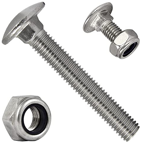 Flachrundschrauben mit Sicherungsmuttern Muttern M6x35 (5 Stück) Edelstahl Selbstsichernde DIN 603 / DIN 985 FASTON®