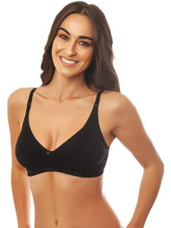 Istintiva Federica - Sujetador sin Aros en algodón y Microfibra con alas bajo el Pecho de Alto Confort - Copas Blandas no Acolchadas - Negro 95C