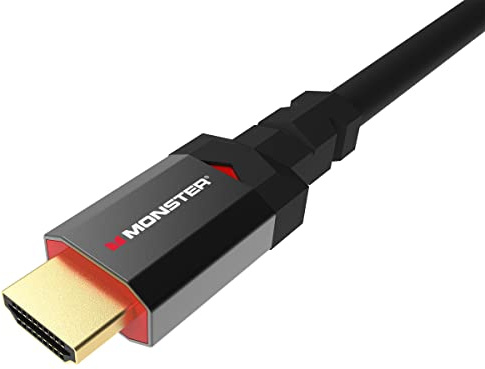 MONSTER - Câble HDMI - Résolution 8K - Dolby Vision - 48 GBPS - Vitesse Éclair - Homologué UL et CL3 - Triple Blindage - 1,8 Mètres - Noir