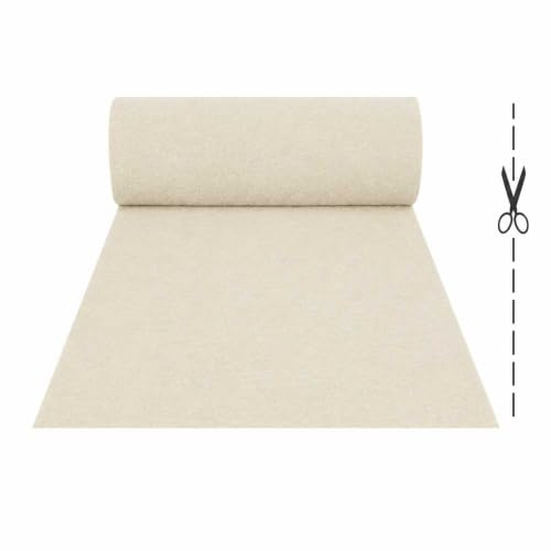 OLIVO.shop | ROTOLO PASSATOIA Avorio su misura effetto moquette per matrimoni ed eventi, tappeto a corsia, guida per cerimonie e negozi con fondo antiscivolo ROPAS (20 metri)