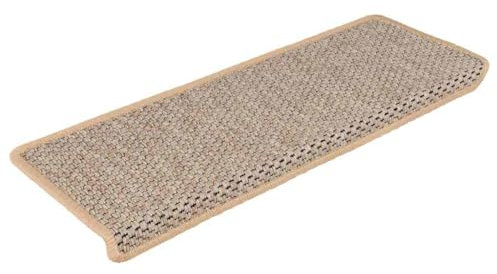vidaXL Treppenmatten 15 STK., Stufenmatten Selbstklebend, Treppenteppich in Sisal-Optik, Treppenstufenmatte Treppenschutz, 65x21x4cm Hellbeige