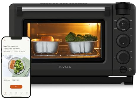 Tovala Smart Oven Pro, 6-in-1 Countertop Convection Oven - Steam, Toast, Air Fry, Bake, Broil, and Reheat - Smartphone Control Steam & Air Fryer Oven Combo