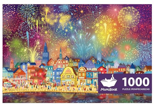 MOMIBOOK Puzzles for Adults 1000 Pieces Jigsaw Puzzles of Fireworks are Gorgeous, Luminous Painting Image Difficult Challenging Hard Impossible Puzzle Unique Funny Party Christmas Birthday Gifts