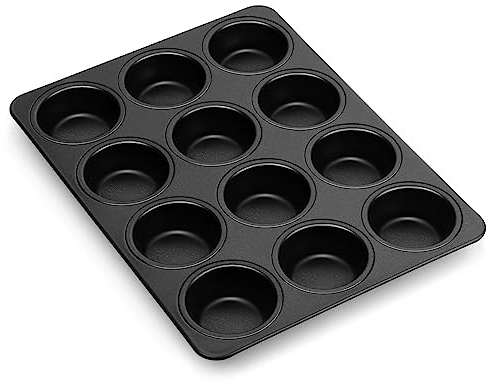 Onader Muffinform, Antihaftbeschichtet Muffin Backform mit Edelstahlkern für 12 Muffins, Muffinblech für Cupcakes, Pudding, Brownies, Kuchen, Ungiftig & Gesund, Langlebig & Leicht zu reinigen, 35×27cm