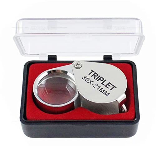 Qinsky Taschenlupe,30X Lupe Schmucklupe Tragbare Lupe Juweliere Linse Glas Klappbare Taschenlupe für Lesen von Münzen Diamanten Juwelier Münzen Briefmarken