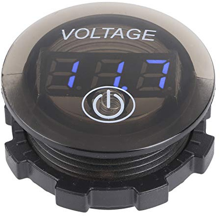 aqxreight Misuratore di Tensione Voltmetro Digitale Universale a LED Indicatore Batteria per Auto 12-24 V con Interruttore Tattile per Auto Moto Barca (Blue)