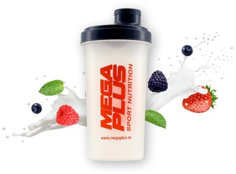 MEGA PLUS Shaker para Batidos Sport Nutrition - 700 ml - Batidos proteinas portatil - a prueba de fugas, escala de medición, apto para lavavajillas