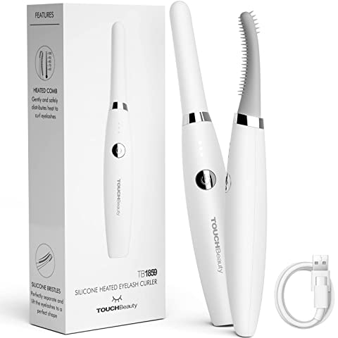 TOUCHBeauty Electric Eyelash Curler - USB Rechargeable with 3 Temperature Settings - Silicone Comb Lash Curler for Women - Quick Heating
