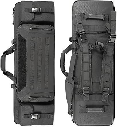 ANSNOW Sac de Fusil Tactique 90/110 Cm, Sac À Double Arme Avec Compartiment Verrouillable Pour Fusil Et Munitions, Étui Étanche Pour Armes D'Épaule, Armes À Air Comprimé, Carabines, Chasse/Noir/Étui