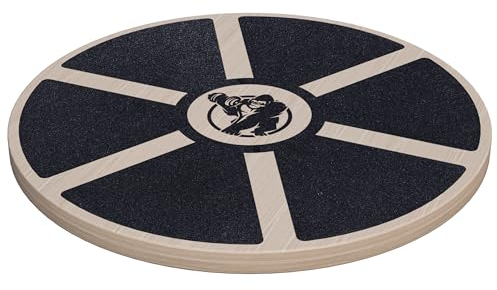 GORILLA SPORTS® Balance Board - Holz, Rund, Ø 40cm, Rutschfest, bis 180 kg, Schwarz - Wackelbrett, Therapiekreisel, Gleichgewichtstrainer, Balanceboard für Kinder, Erwachsene, Physiotherapie, Fitness