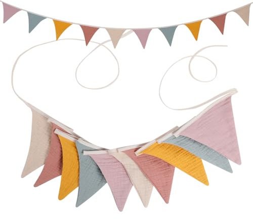 Romon Wimpelkette Kinderzimmer, Baumwolle Stoff Wimpelkette, Girlande Kinderzimmer Deko zum Aufhängen, Hausbett Deko Mädchen & Jungen, Wanddeko Geschenk, Babyzimmer Dekoration für Geburtstag Party