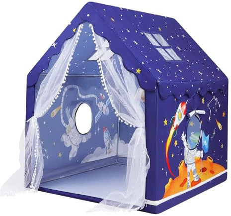 Tienda Campaña Infantil Carpa de Juegos para Niños Interior y Exterior, Grande Carpa para Niños con Ventanas y Bolsa de Transporte, Tienda Infantil Casita Infantil 120×100×130 cm, Astronautas