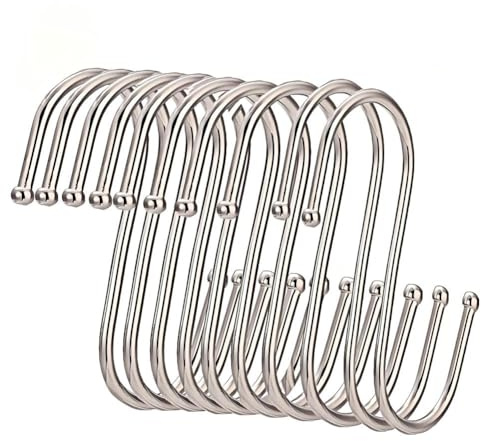 RQzaufania 10 pezzi Ganci a S Cucina, Ganci Appendiabiti Forma di S Multifunzione in Acciaio Inox per Bagno, Camera da Letto, Ufficio e Cucina (Medio L-9 cm e Argento)