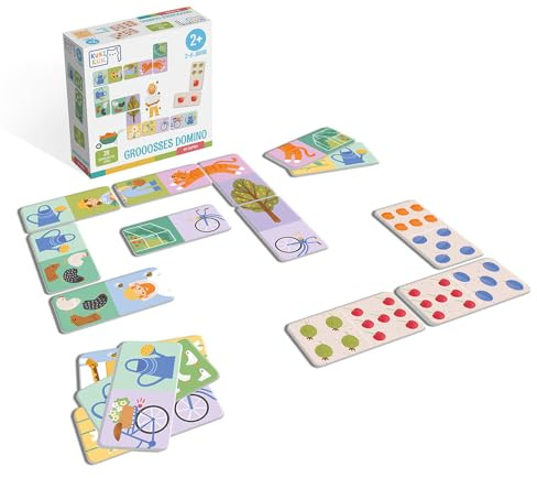 KukiKuk Domino Spiel Im Garten – Pädagogisches Lernspiel ab 2 Jahren – Fördert logisches Denken & erstes Regelverständnis – Große, stabile Spielkarten – Ideales Spiel für Familiennachmittage