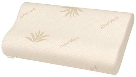Tessiharmony Cuscino Cervicale per dormire in Memory Foam Ortopedico Doppia Onda ideale per supporto al collo Ergonomico Traspirante e Anallergico con Federa Aloe Vera Antiacaro Lavabile Made in Italy