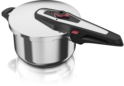 Arendo - Schnellkochtopf Induktion 6l Edelstahl - 3in1 – 6 Liter Fassungsvermögen – induktionsgeeignet – Dampfgaren – Korbeinsatz – integriertes Sicherheitssystem