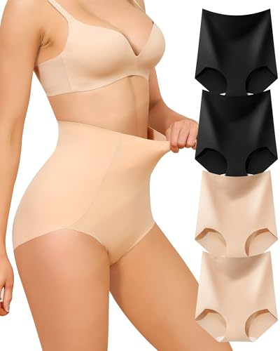 Levao Braga Faja Reductora Mujer Cintura Alta Shapewear Sin Costuras Pack 4 | Invisible Bajo la Ropa, Moldea Abdomen y Glúteos, Ajuste Cómodo, Ideal Postparto y Uso Diario