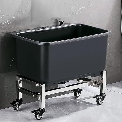 KUYBTU Commercial Utility Sink with Removable Stand - Deep Basin & Wheels for Easy Mobility, Ideal Garage, Laundry, and Backyard Use-60x40x50.5cm(24x16x20inch)